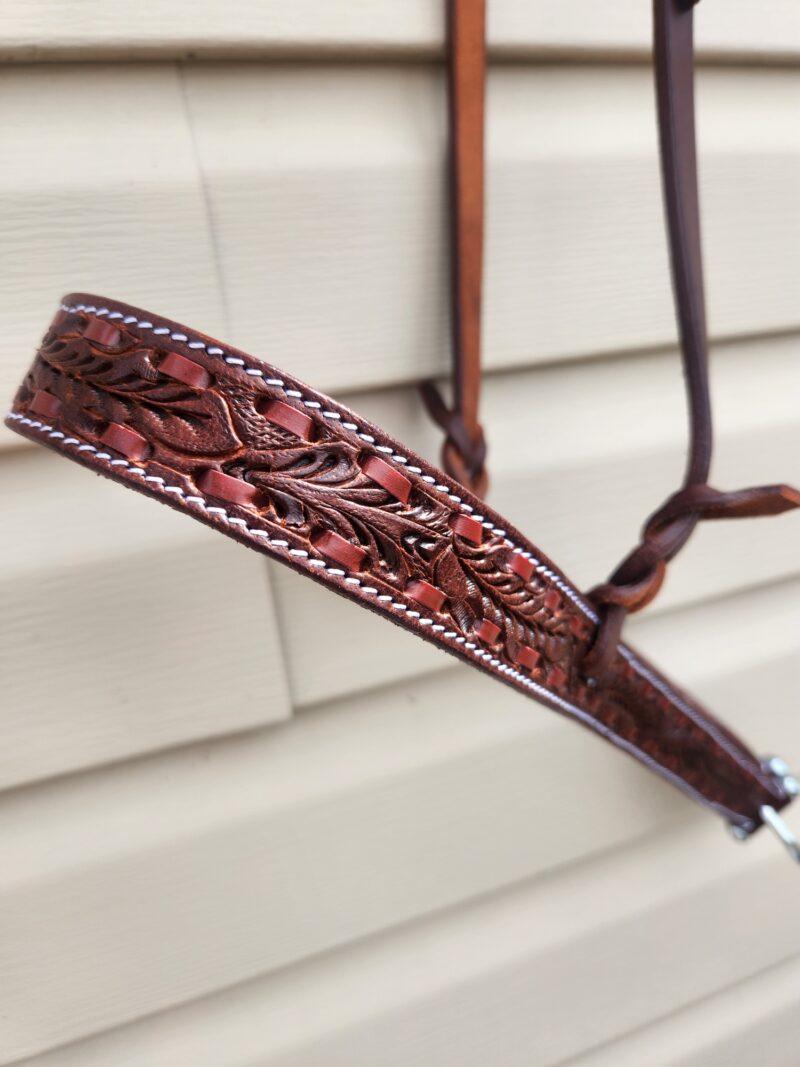 Leather noseband western tiedown leather tiedown noseband with buckstitch western horse tack ranch hand tack (5)