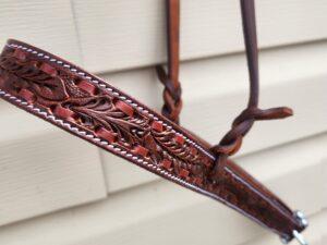 Leather noseband western tiedown leather tiedown noseband with buckstitch western horse tack ranch hand tack (6)