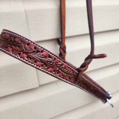 Leather noseband western tiedown leather tiedown noseband with buckstitch western horse tack ranch hand tack (6)