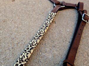 Leopard cheetah print beaded headstall and breast collar leopard horse tack western horse tack (9)