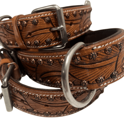 ranch hand western leather dog collar with copper studs d ring unique leather dog collar main image ranch hand