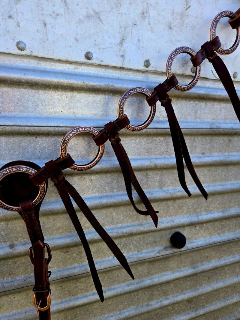 Cactus western horse tack metal ring breast collar and bridle ranchy horse tack cowboy gear weatern horse tack for sale ring set rose gold (23)
