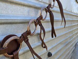 Cactus western horse tack metal ring breast collar and bridle ranchy horse tack cowboy gear weatern horse tack for sale ring set rose gold (24)