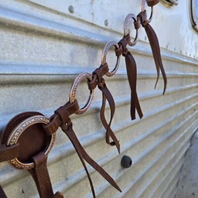 Cactus western horse tack metal ring breast collar and bridle ranchy horse tack cowboy gear weatern horse tack for sale ring set rose gold (24)