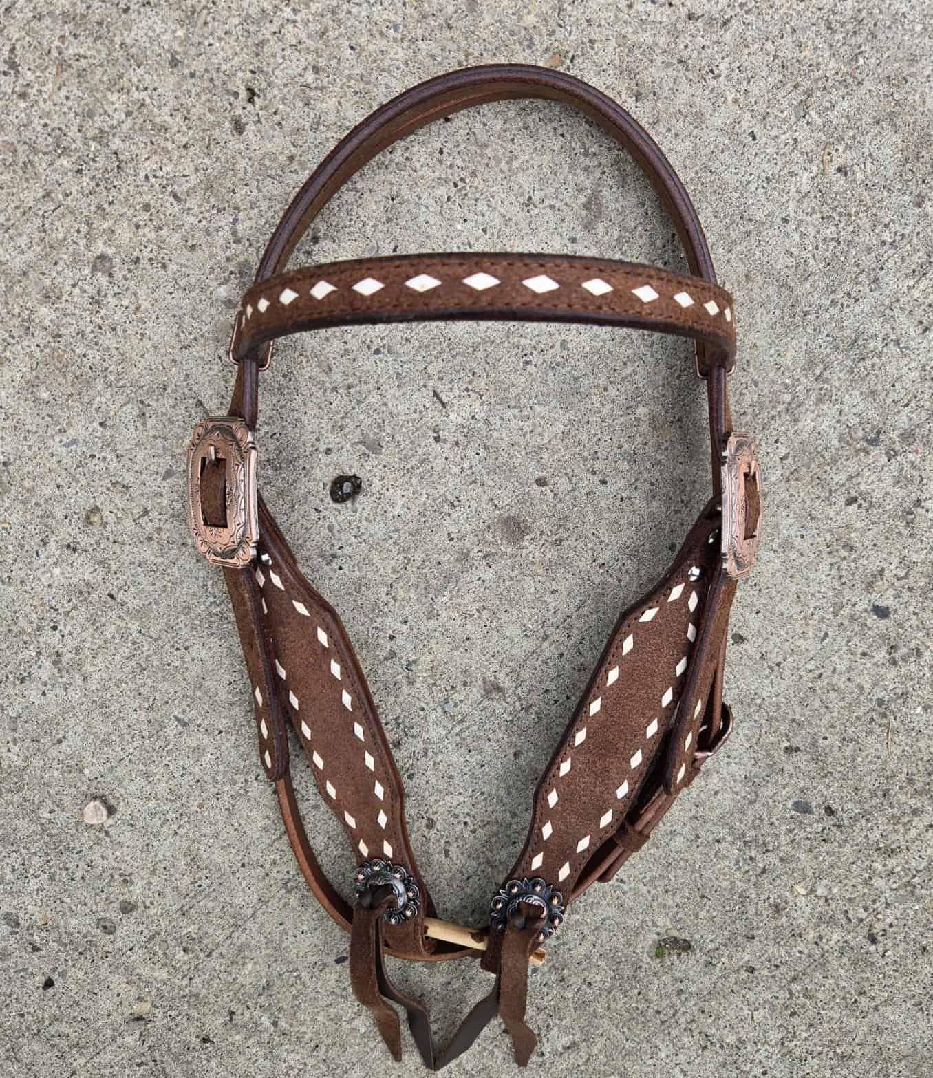 handcrafted western leather headstall cowboy style horse bridle romel reins (2)