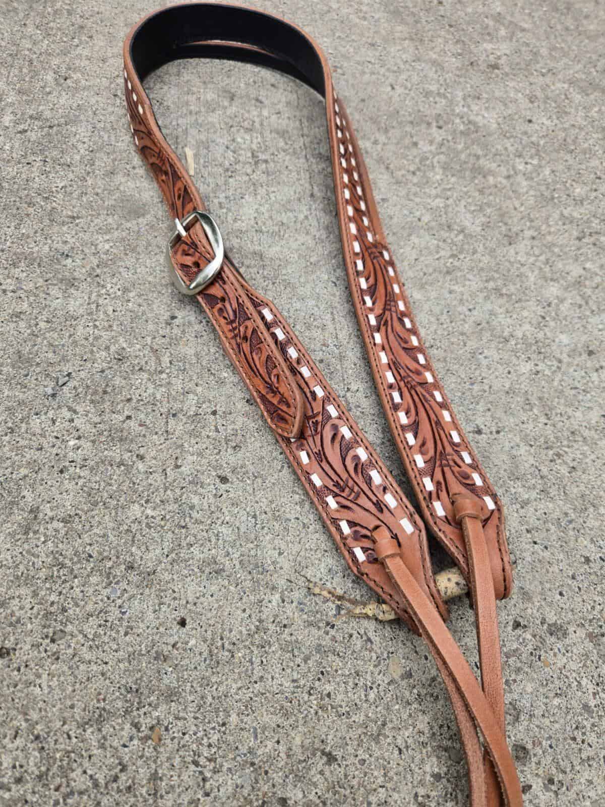 handcrafted western leather headstall cowboy style horse bridle romel reins (36)