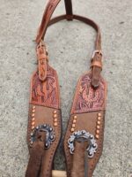 handcrafted western leather headstall cowboy style horse bridle romel reins (5)