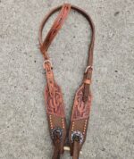 handcrafted western leather headstall cowboy style horse bridle romel reins (6)