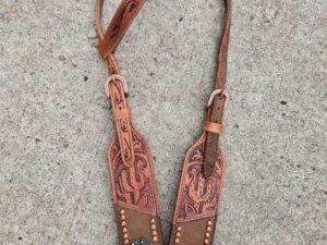 handcrafted western leather headstall cowboy style horse bridle romel reins (6)