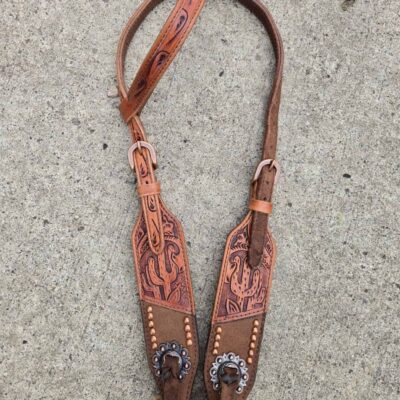 handcrafted western leather headstall cowboy style horse bridle romel reins (6)