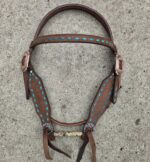 romel reins authentic western headstall for quarter horses handmade leather headstall with conchos and tooling premi (69)