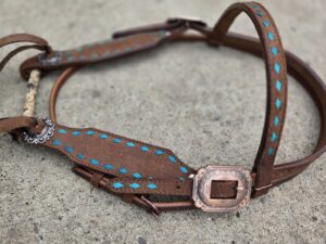 romel reins authentic western headstall for quarter horses handmade leather headstall with conchos and tooling premi (70)