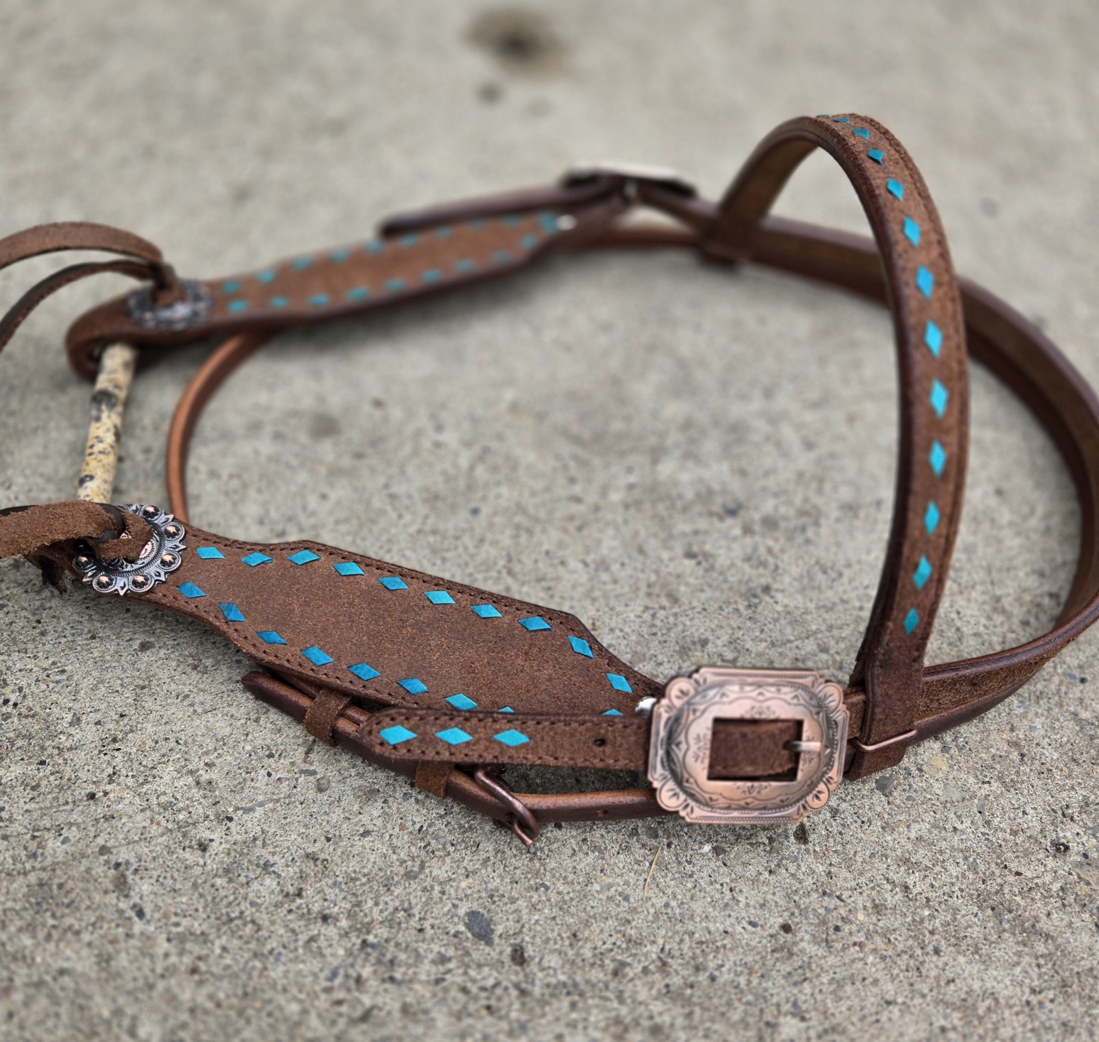 romel reins authentic western headstall for quarter horses handmade leather headstall with conchos and tooling premi (70)