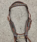romel reins authentic western headstall for quarter horses handmade leather headstall with conchos and tooling premi (71)