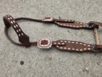 romel reins authentic western headstall for quarter horses handmade leather headstall with conchos and tooling premi (75)