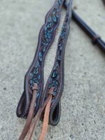 turquoise breeze western heasdtall split reins and breast collars leather turquoise horse tack ranch hand (5)