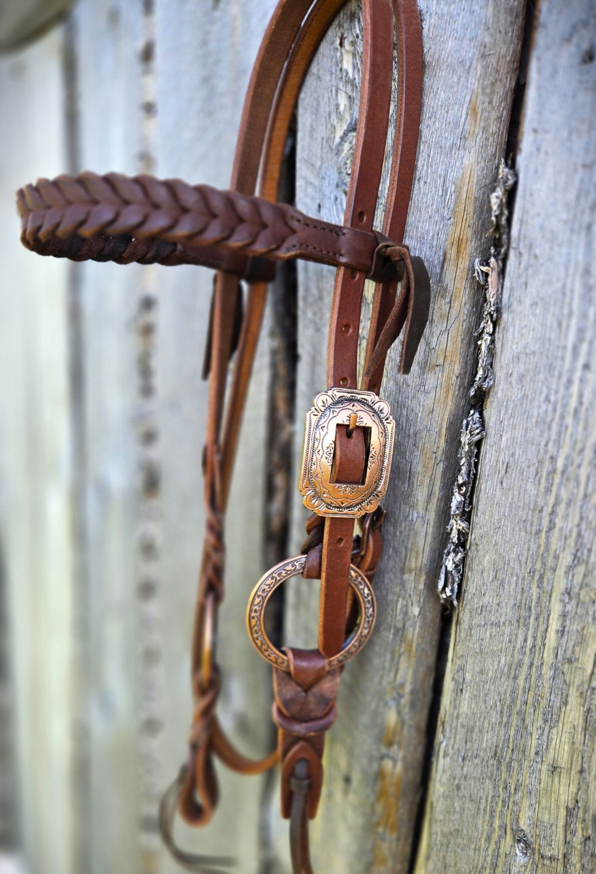 1 rose gold browband headstall metal rings