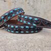 turquoise buckstitch dog collar leather ranch hand dog collars