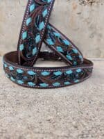 turquoise buckstitch dog collar leather ranch hand dog collars
