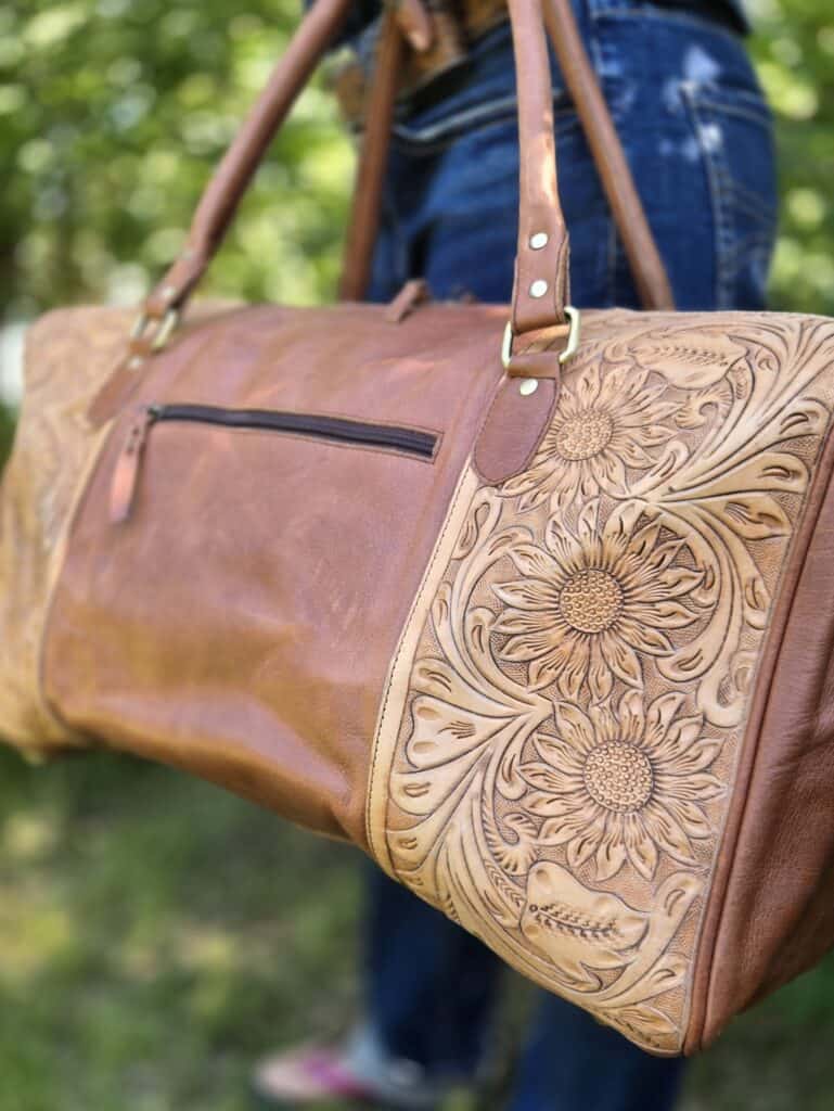 WESTERN DUFFEL BAGS Western travel bags western gym bag mens leather bag tooled leather bags (2)