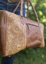 WESTERN DUFFEL BAGS Western travel bags western gym bag mens leather bag tooled leather bags (4)