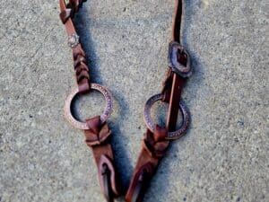 handcrafted western leather headstall cowboy style horse bridle romel reins (47) metal ring horse headdstall metal ring breast collar ranch hand twisted iron