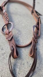 handcrafted western leather headstall cowboy style horse bridle romel reins (54) metal ring horse headdstall metal ring breast collar ranch hand twisted iron