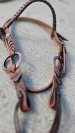 handcrafted western leather headstall cowboy style horse bridle romel reins (55) metal ring horse headdstall metal ring breast collar ranch hand twisted iron