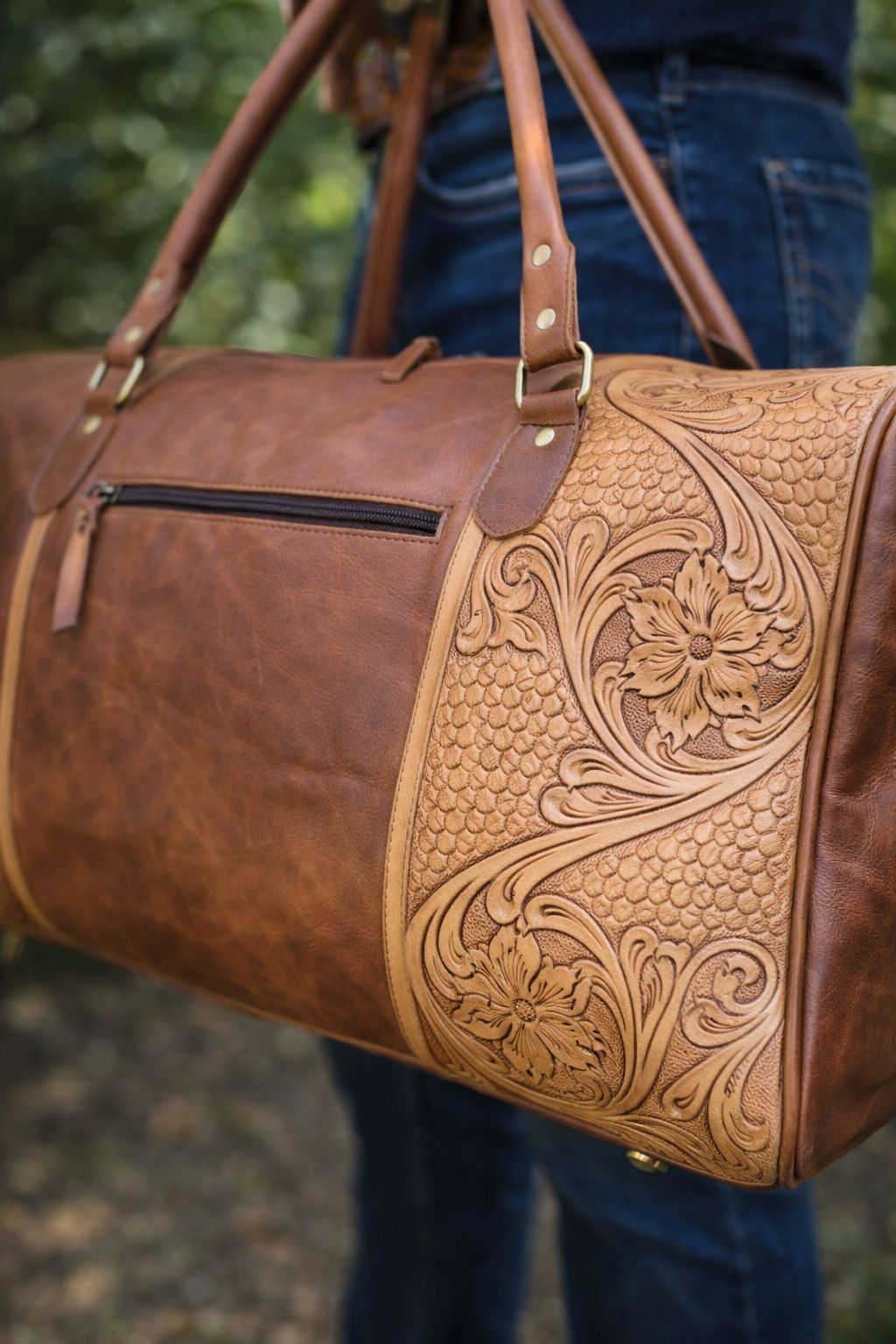 sage basketweave duffel bags ranch hand