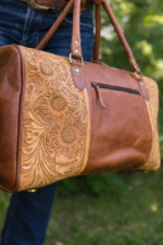 1 sage sunflower leather duffel bags RANCH HAND