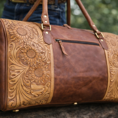 1 sage sunflower leather duffel bags RANCH HAND