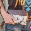 Cowhide Clutch - Leather & Hair-On Hide Wristlet - Western Style Bag - view 4