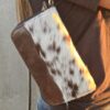 Cowhide Clutch - Leather & Hair-On Hide Wristlet - Western Style Bag - view 9