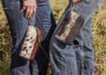 Hair on cowhide leather ball cap with natural hide pattern – Western ranch style hat by Ranch Hand cowhide clutch wallet western wallet (1)