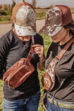 Hair on cowhide leather ball cap with natural hide pattern – Western ranch style hat by Ranch Hand cowhide clutch wallet western wallet (3)