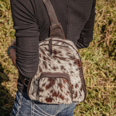 Hair on cowhide leather ball cap with natural hide pattern – Western ranch style hat by Ranch Hand cowhide clutch wallet western wallet (6)