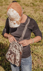 Hair on cowhide leather ball cap with natural hide pattern – Western ranch style hat by Ranch Hand cowhide clutch wallet western wallet (7)