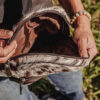 Hair on cowhide leather ball cap with natural hide pattern – Western ranch style hat by Ranch Hand cowhide clutch wallet western wallet (8)
