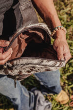 Hair on cowhide leather ball cap with natural hide pattern – Western ranch style hat by Ranch Hand cowhide clutch wallet western wallet (8)