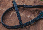 Leather Dog Collars Leopard headstalls romel reins ranch hand western (72)