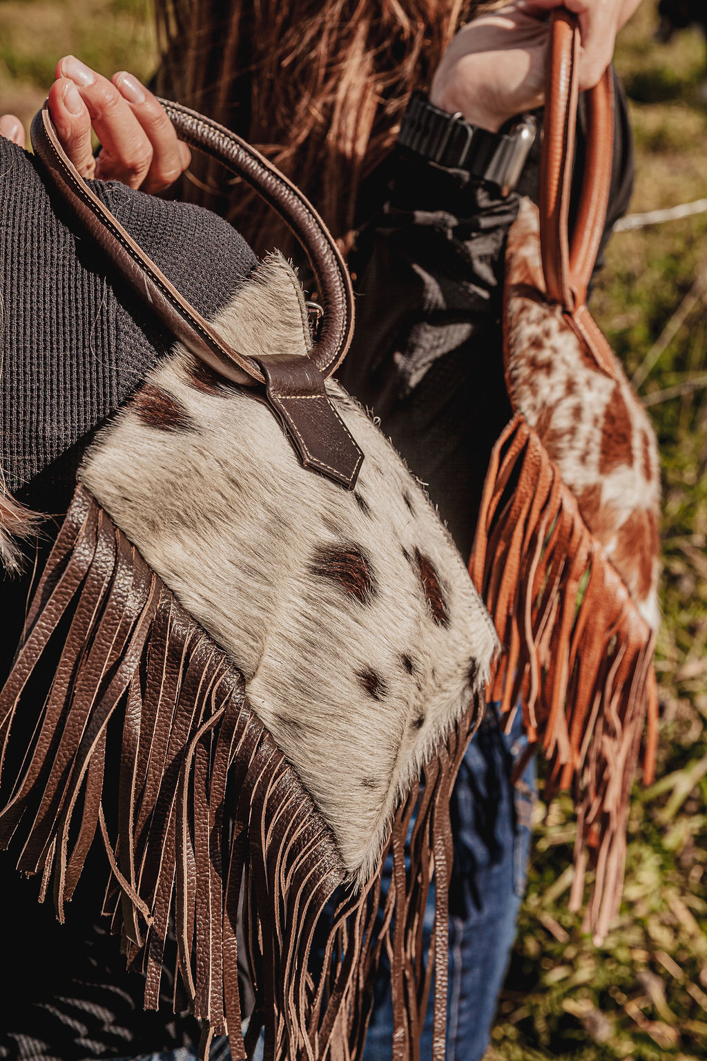 cowhide sling bags hand bag western purse western handbag hair on cowhide fanny pack (1)