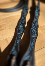 leather split reins ranch hand store turuqoise (3) black leather reins