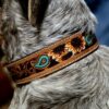 Prairie Sunflower Leather Dog Collar - Hand-Painted Western - view 5