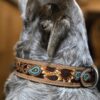 Prairie Sunflower Leather Dog Collar - Hand-Painted Western - view 2