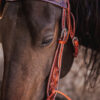 Antique Leather Wide Browband Headstall - Bridle with Tooling - view 2