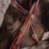 Antique Leather Wide Browband Headstall - Bridle with Tooling - view 4