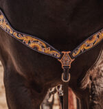 western headstall leather bridle browband sunflower bridle ranch hand (17)