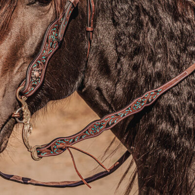western headstall leather bridle browband sunflower bridle ranch hand (23)