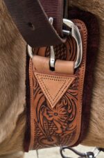 Hand tooled leather cinch ewstern fleece cinch classic equie cinch hand tooled cinch ropers fleece weaveer cinch (2)