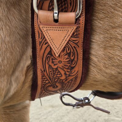 Hand tooled leather cinch ewstern fleece cinch classic equie cinch hand tooled cinch ropers fleece weaveer cinch (4)